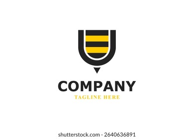 letter u and bee logo design