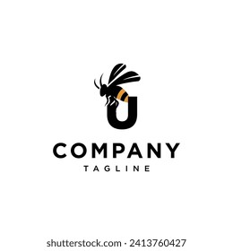Letter U bee logo icon vector template.eps