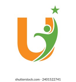 Letter U Bio Logo, Health Care Symbol, Healthy Logotype, Care Sign