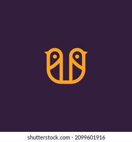 Plantilla de diseño de logotipo de pájaro de carta U
