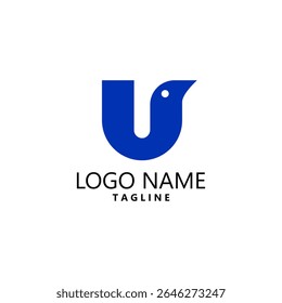 letter U bird logo design vector