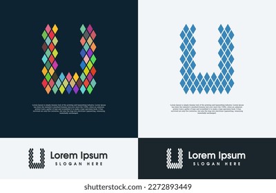 Logo de color creativo y con un bit de letra U 