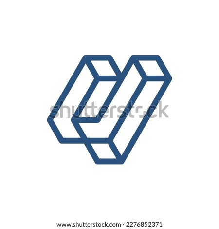 Letter u block monogram simple line creative design