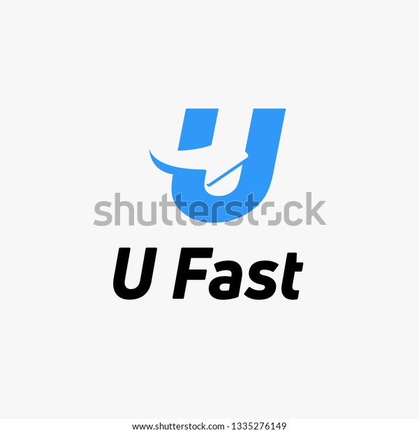 Letter U Blue Logo Negative Space Stock Vector Royalty Free