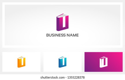 Letter U Book Cover Pages Logo