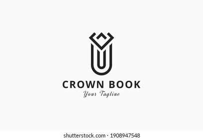 Letter U Book Crown Logo Vector Template suitable for personal and business company brand
