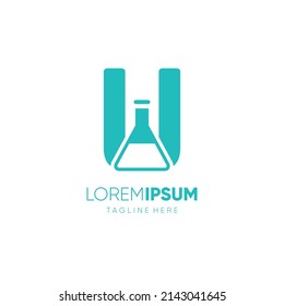 Letter U Bottle Lab Science Logo Design Vector Icon Graphic Emblem Illustration 