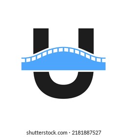 Letter U Bridge Logo for Transportation, Journey and Construction Business Vector Template