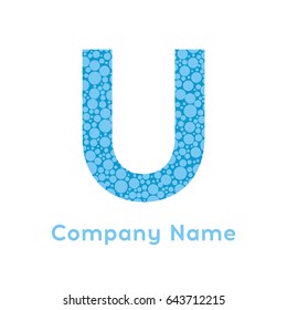Letter U Bubbles Vector. Blue Bubble Design Vector Illustration. Letter vector design template elements for your application or corporate identity.