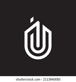 Carta u construcción creativo diseño de logotipo de negocios Imagen vectorial