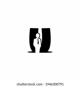ilustración del logotipo del vector de la letra U y del hombre de negocios