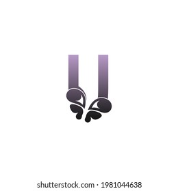 Letter U with butterfly icon logo design vector template