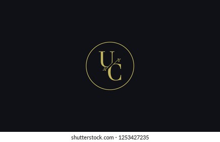 LETTER U AND C FLOWER LOGO WITH CIRCLE FRAME FOR LOGO DESIGN OR ILLUSTRATION USE