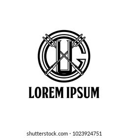 letter U and C with fork for barbeque vector logo