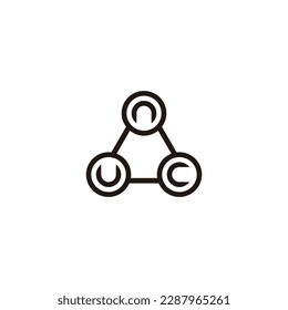 Letter U, c and n three circles geometric symbol simple logo vector