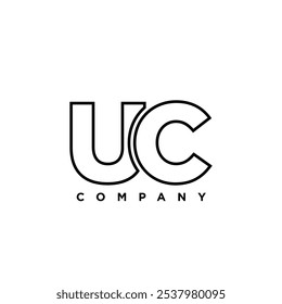 Letra U e C, modelo de design de logotipo UC. Logótipo inicial com base em monograma mínimo.