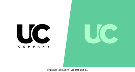 Letra U e C, modelo de design de logotipo UC. Logótipo inicial com base em monograma mínimo.