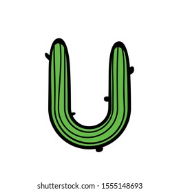 the letter U cactus logo

letter logo combined with cactus.
or cactus fonts.