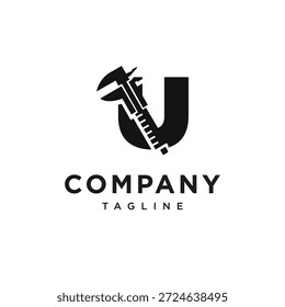 Letra U Calipers Logo Icon Vector