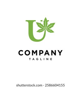 Letter U Cannabis Logo Icon Vector