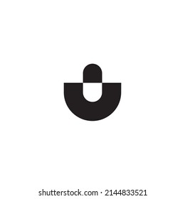 Buchstabe U Kapsel einfaches Symbol Logo, Vektorgrafik