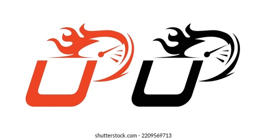 Letter U car driving logo design vector icon symbol template