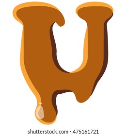 Letter U from caramel icon isolated on white background. Alphabet symbol