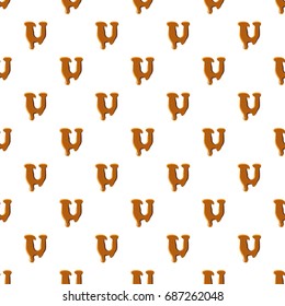 Letter U from caramel pattern seamless repeat in cartoon style vector illustration