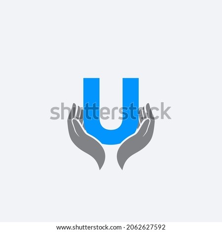 letter U caring hands logo design