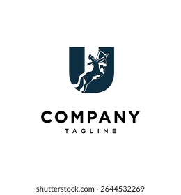Letra U Centaur ícone do logotipo vetor