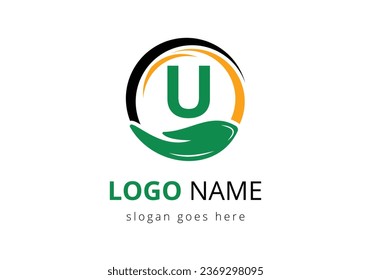 Letter U With Charity Logo Template.