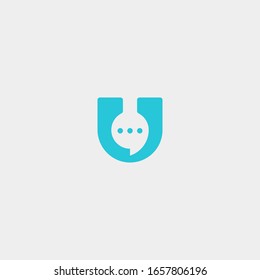 Vector de plantilla de diseño de logotipo de chat de letra U