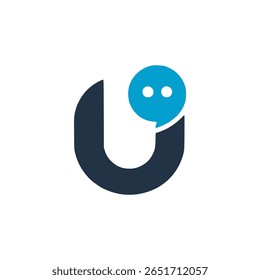 letra U chat mensagem app logotipo vetor ilustração modelo design
