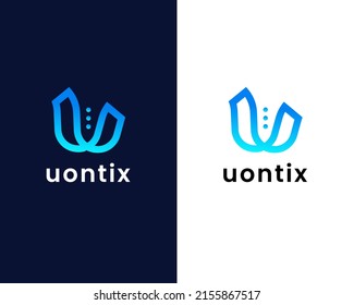 carta u con plantilla de diseño de logotipo moderno de chat