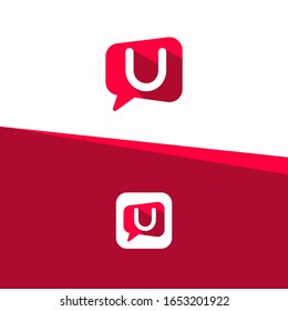 Letter U Chat Talk Logo design template vector illustration