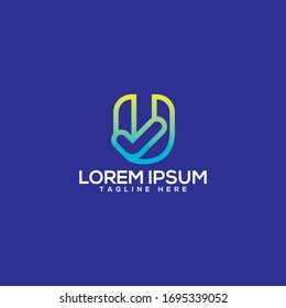 Letter U with check mark logo icon design template elements