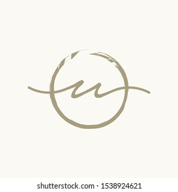 Letter U With Circle Brush Logo. Creative fashion logo design. handwritten logo for identity - Vector