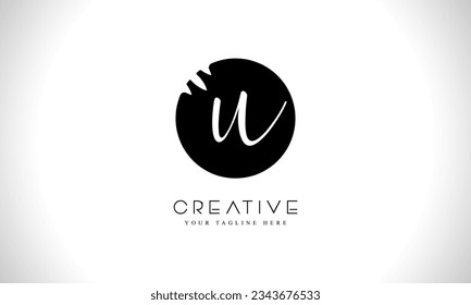 Letter U circle shape logo design with creative cut