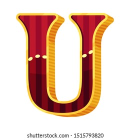 Letter U in circus style. Vector illustration on a white background.