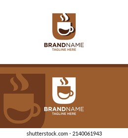 Letter U Coffee Cup, Tea, Chocolate, Logo Design Template Inspiration, Vector Illustration.