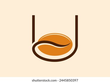 Letter U Coffee Logo Template. Letter U coffee shop icon, coffee brand, minimalist, modern letter D coffee icon