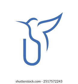 Letter U Colibri Logo Design Vektor Symbol Grafik Emblem Symbol Illustration