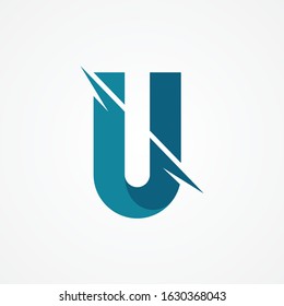 Letter U with color blue on the white background. Design letter U in Flat style sign symbol. Vector illustration EPS.8 EPS.10
