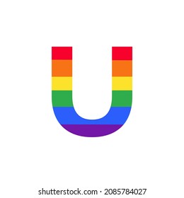 Letter U Colored in Rainbow Color Logo Design Inspiration for LGBT Concept