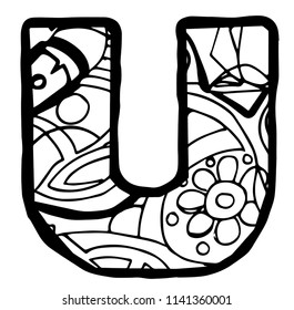 Letter U coloring page