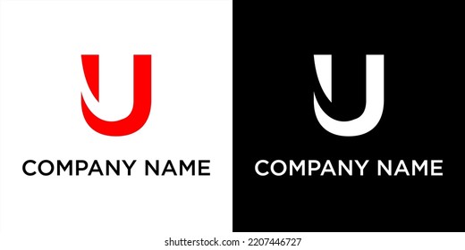 The letter u with a combination of red and white