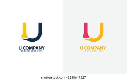 letter u company logo template simple design