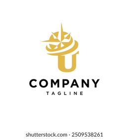 Letter U Compass logo icon vector