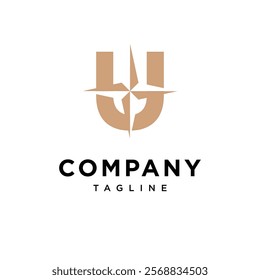 Letter U Compass Logo Icon Vector