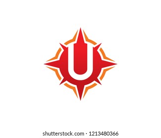 Letter U Compass Logo Template Design Vector, Emblem, Concept Design, Creative Symbol, Icon